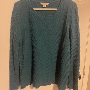 Market & Spruce Deep Teal Cable Knit Sweater